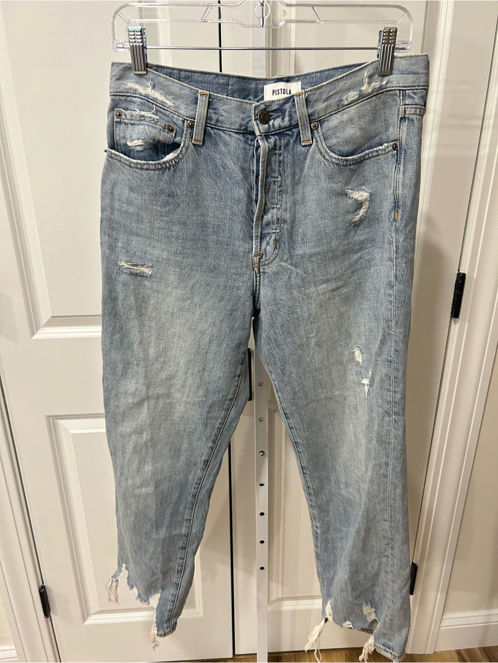 pistola Light Blue High-Rise Distressed Women's Jeans